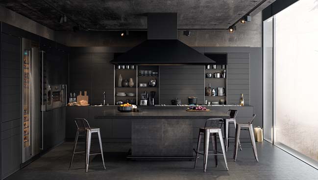 Thiết kế nhà bếp đẹp với tông màu đen cá tính